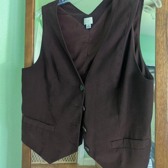 A New Day Brown Button Up Vest - Picture 2 of 4